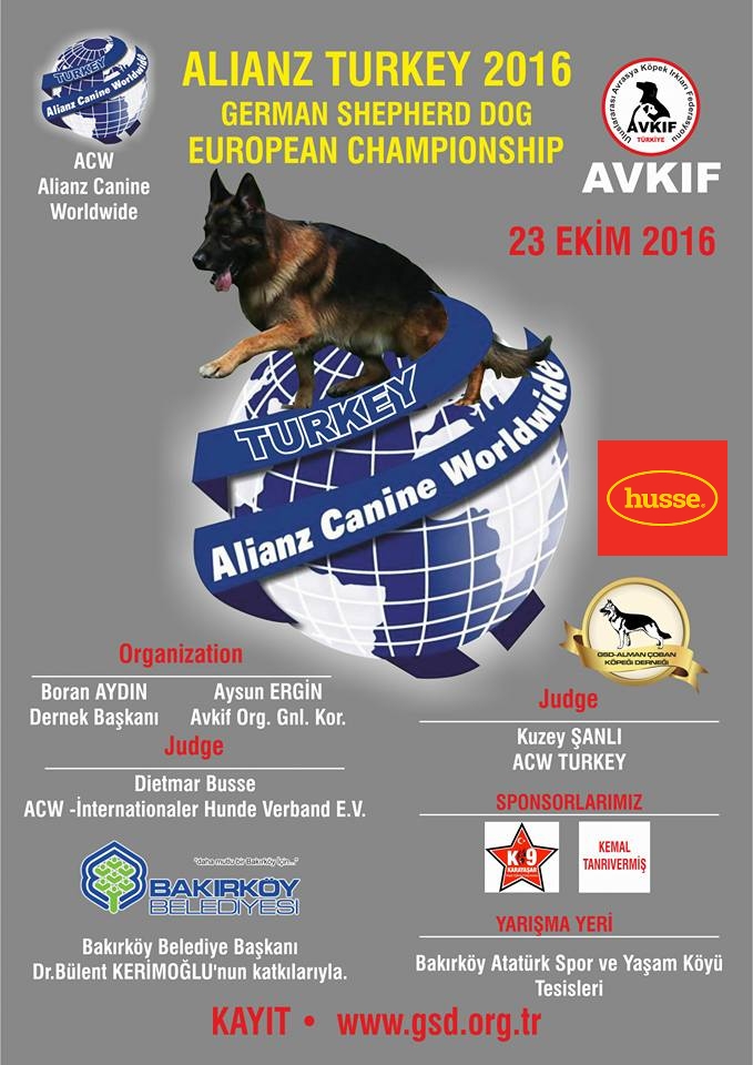 ALIANZ TURKEY 2016 – GERMAN SHEPHERD DOG EUROPEAN CHAMPIONSHIP 23.10.2016 istanbul